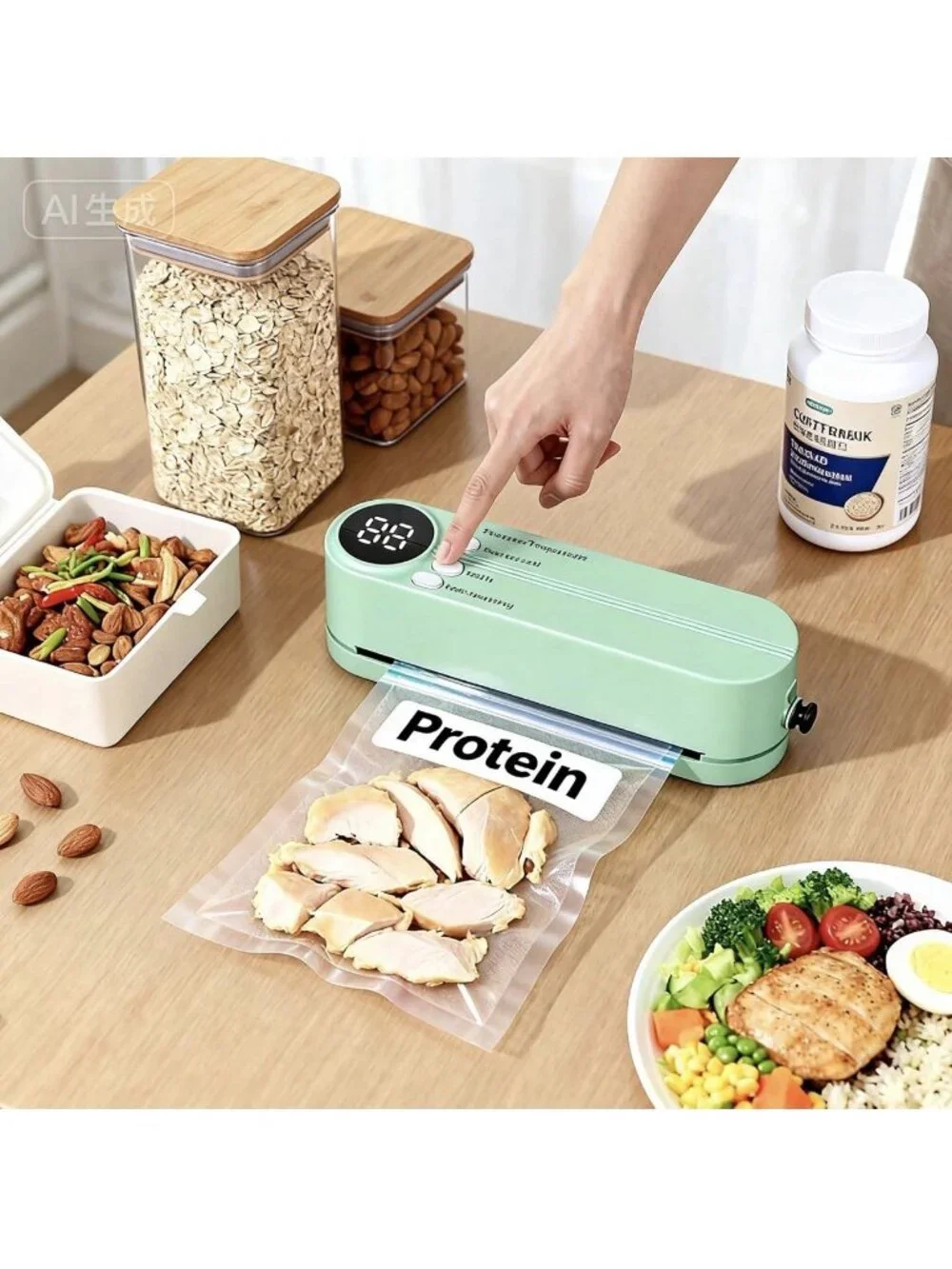 Mini Vacuum Sealer Rechargeable Food Saver w/ Inflation Pump, Needle & Nozzle
